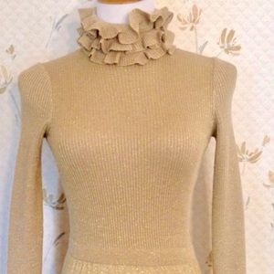 Gorgeous Vintage Gold Lurex Fitted Gown, Smalll Gorgeous Vintage Gold Lurex Fitted Gown, Smalll