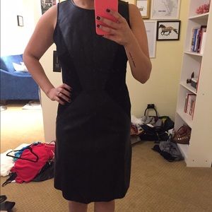 INC black leather embellished dress