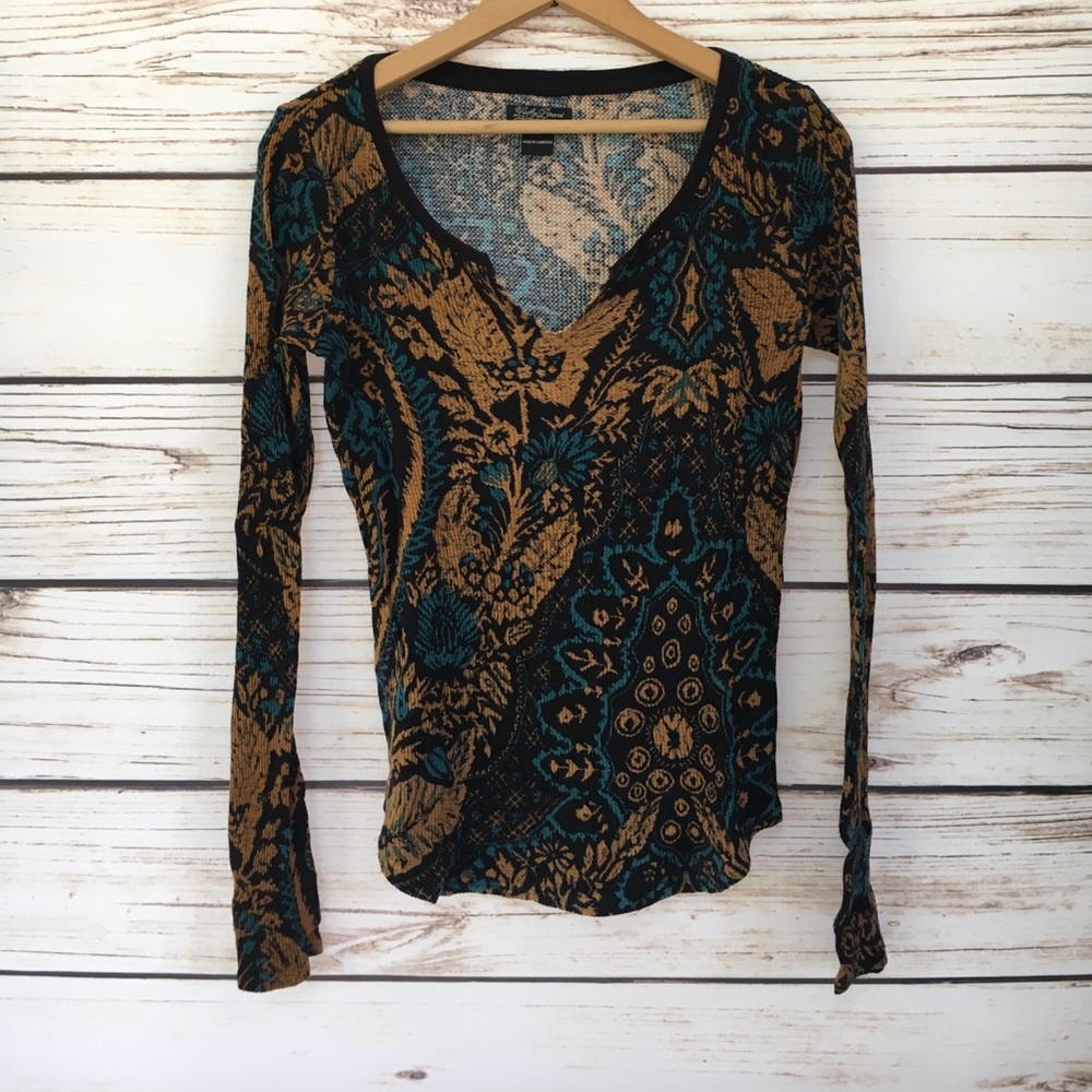 Lucky Thermal Blue/Brown Print Long Sleeve Sz: L