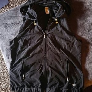 Black Nylon running vest with hood and pockets