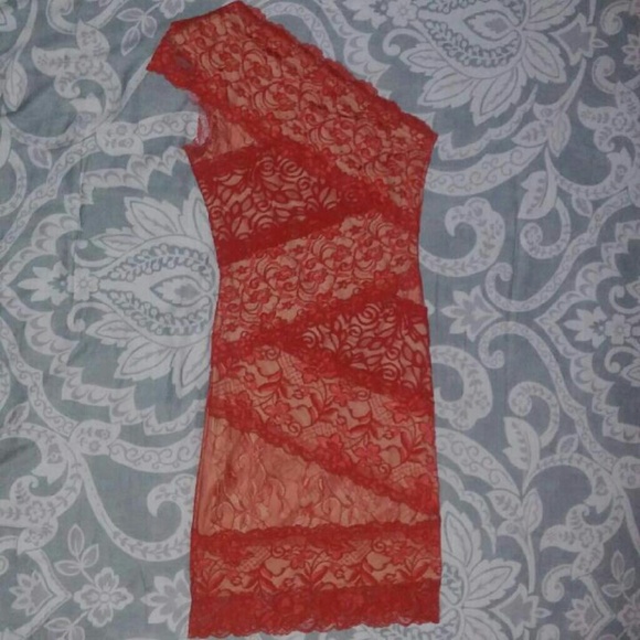 Bebe One Shoulder Lace Dress