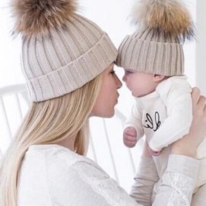 Pom Pom faux fur beans mother & baby matching.