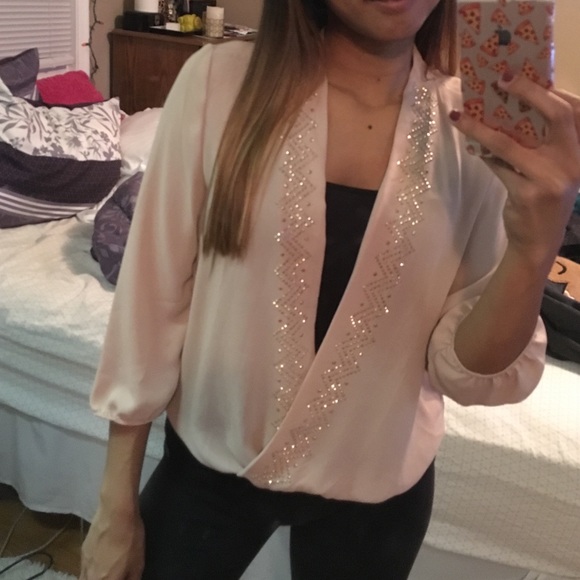 Charlotte Russe Tops - Embellished drape front shirt