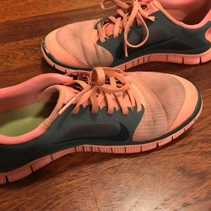 Pink and grey Nike sneakers