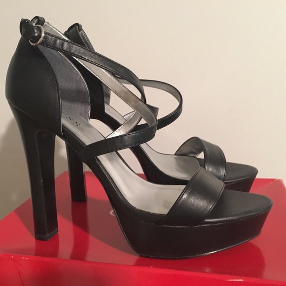 Guess Shoes - Guess Leather Thick Platform Strappy Heels