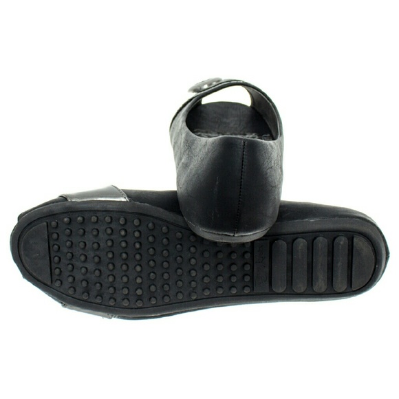 Women Peep Toe Ballet Flats, b-1372, Black - Picture 3 of 4