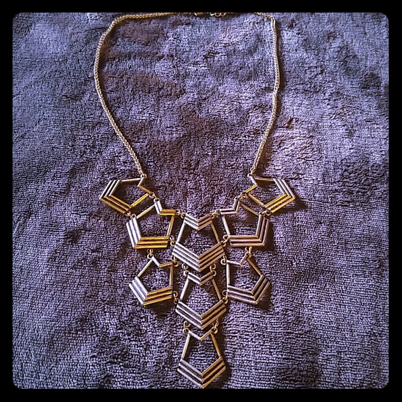 Silver geometric statement necklace