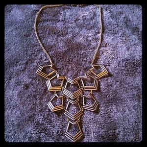 Silver geometric statement necklace