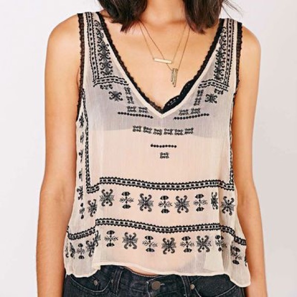 Urban Outfitters Tops - See through, embroidered blouse!