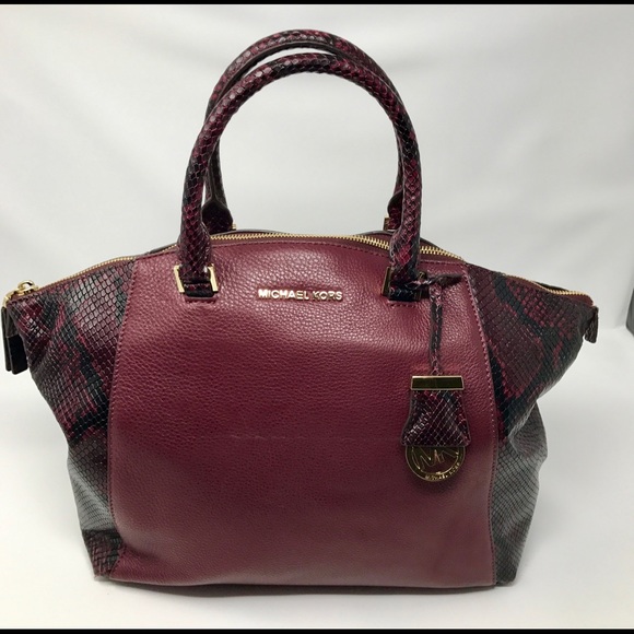 Michael Kors Handbags - Michael Kors Riley Large Satchel in Deep Plum