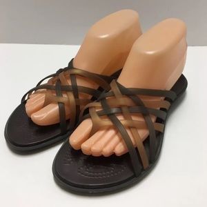 Crocs Size 8 Huarache Flip Flop Sandal Brown Tan