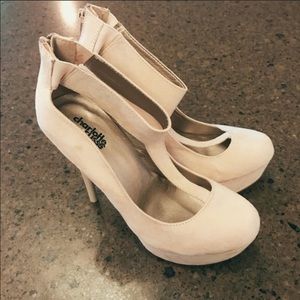 Suede Platform Pumps in Nude