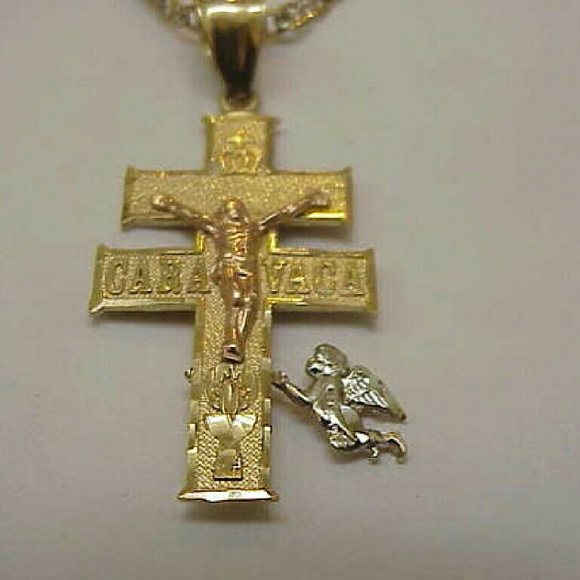 Estate Vintage 14k 3-tone gold huge cross
