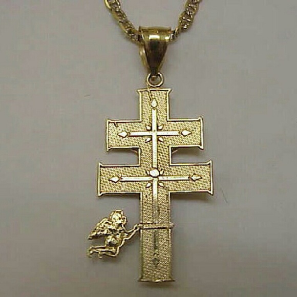 Estate Vintage 14k 3-tone gold huge cross