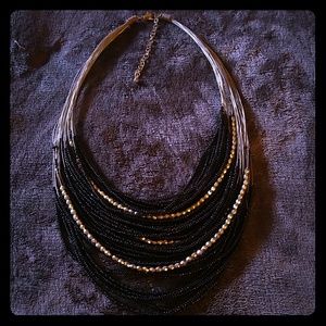 Beaded bib statement necklace