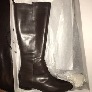 Nine West, brown, leather riding boot, narrow