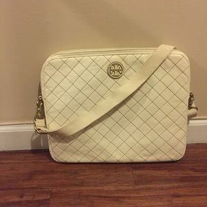 Tory Burch Quilted White Laptop Case