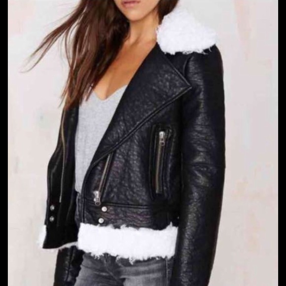 Nasty Gal Jackets & Blazers - Black jacket with fur