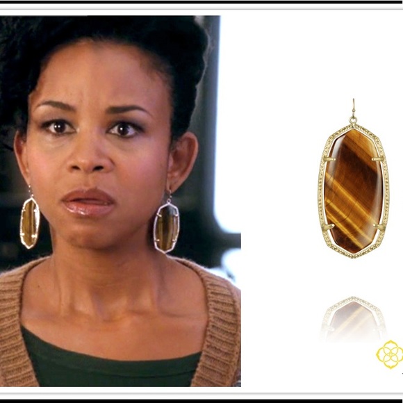 NWT Kendra Scott Danielle Tigers Eye/YG SO RARE! - Picture 4 of 5