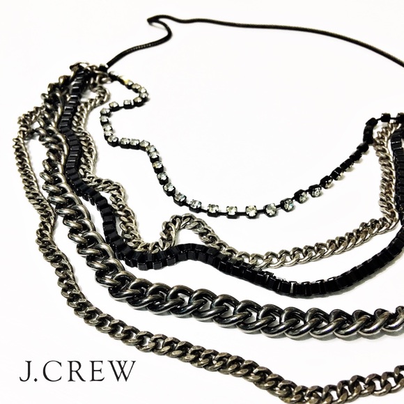 J. Crew Jewelry - J. Crew 6-Strand Gunmetal & Crystal Necklace