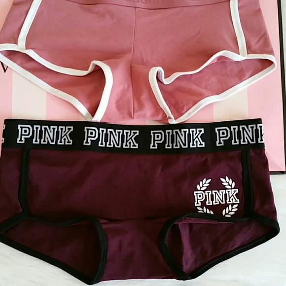 2 Nwt Beautiful Pink Vs Logo Boyshort Size M - Picture 3 of 3