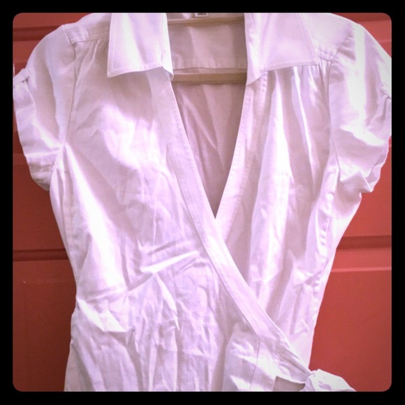Banana Republic white unique wrap shirt