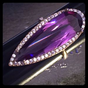 💜AMETHYST & WHITE TOPAZ RING•925K STERLING💜