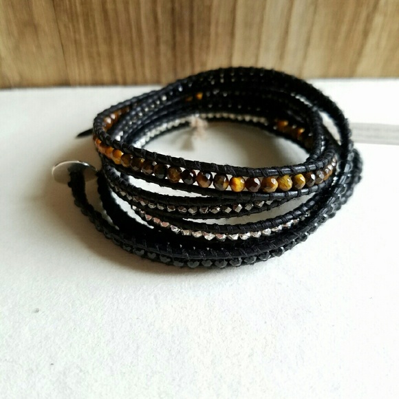 tiger's eye & onyx wrap bracelet