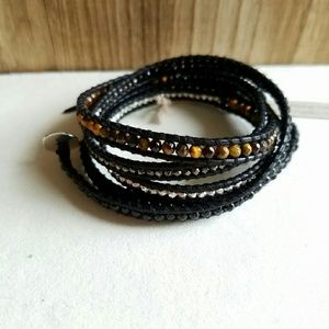 tiger's eye & onyx wrap bracelet