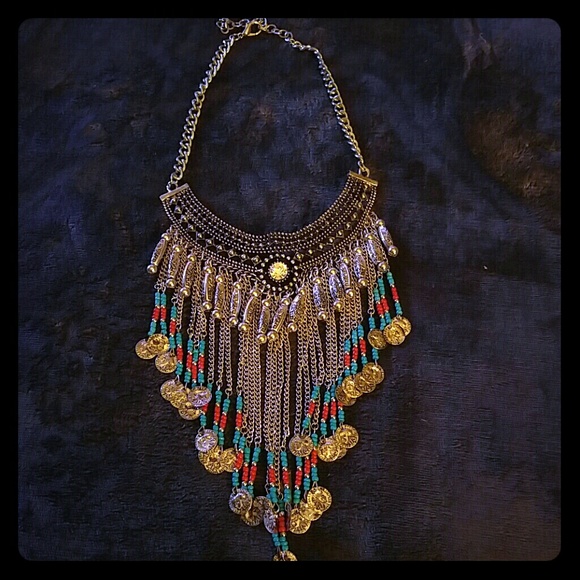 Bead and coin gorgeous tribal necklace