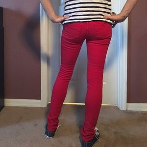 Blue Asphalt Jeans. Red Color. Size 3.