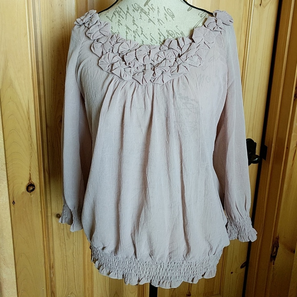 NWOT top with floral neckline