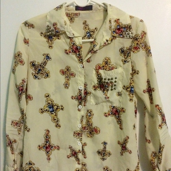 Silky ivory button down shirt