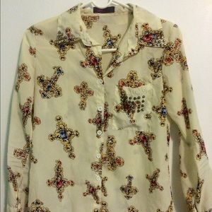 Silky ivory button down shirt