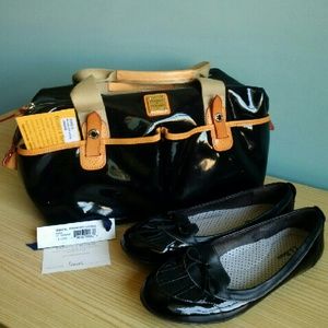 LL Bean Coastal Rain Skimmers Patent Leather BLK