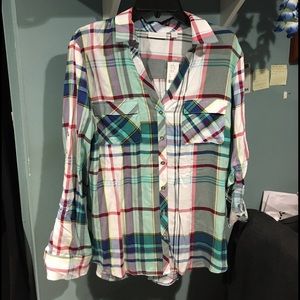 multicolor plaid button up
