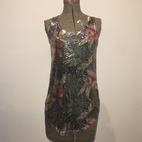 Long sequin tropical/animal urban outfitters tank