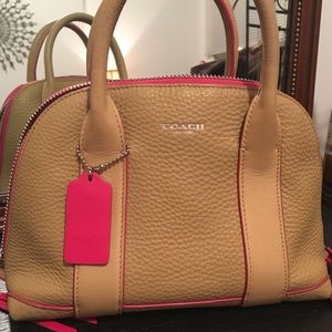 small tan leather purse