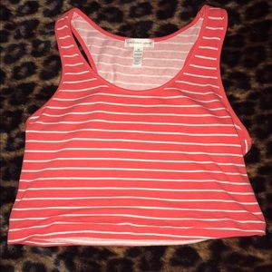 NWOT pink and white stripe crop top