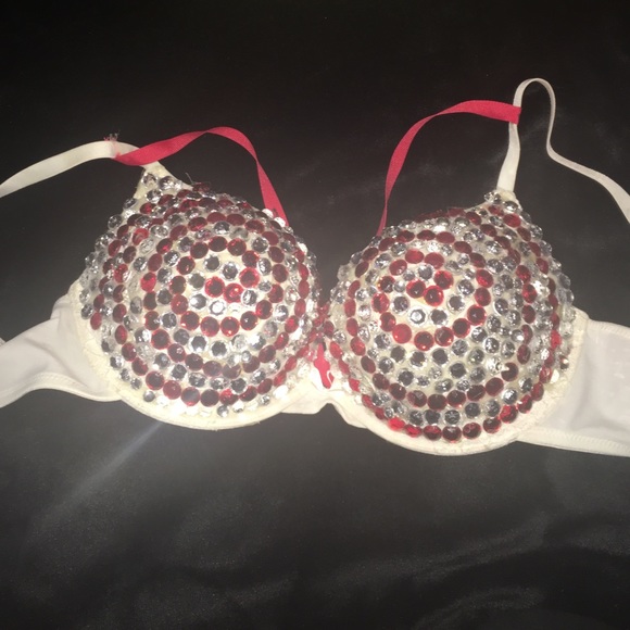 RED SWIRL RAVE BRA : HANDMADE