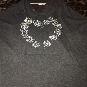 PACSUN DAISY HEART PULL OVER HOODIE