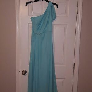 Spa blue long mesh dress