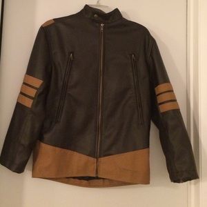 Fake leather "wolverine" bomber jacket.