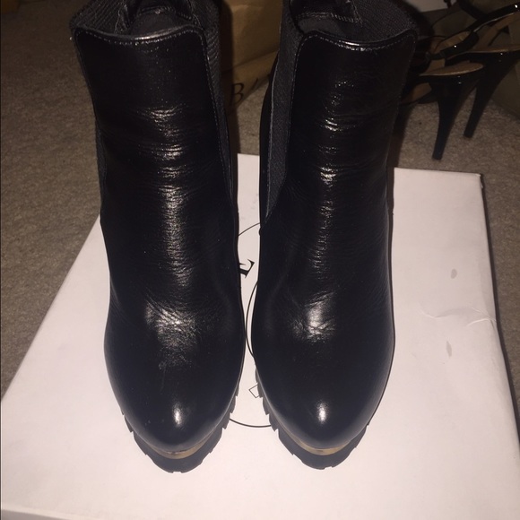 Steve Madden- black leather booties