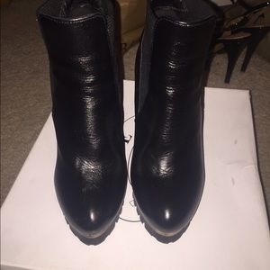 Steve Madden- black leather booties