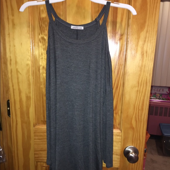 CHARCOAL GREY COLD SHOULDER TUNIC - Picture 4 of 4