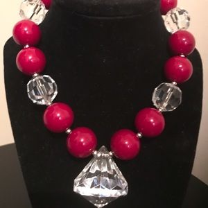 Red and clear holiday bubblegum necklace