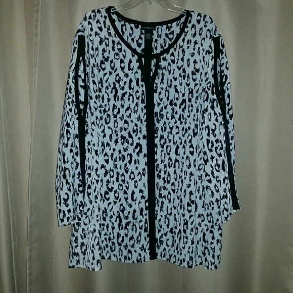 Black and White Leopard Print Blouse