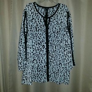 Black and White Leopard Print Blouse