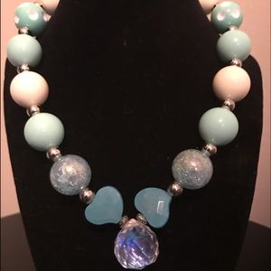 Aqua and beige bubblegum necklace